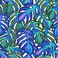 Seamless pattern with monstera leaves.